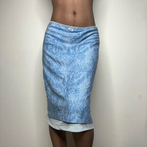 Stretch Gap Blue Paisley Midi Skirt